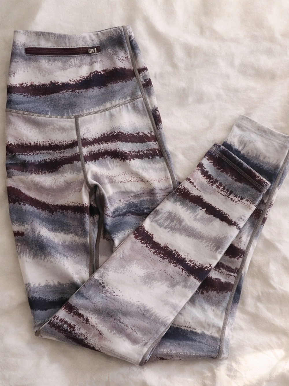 Apana Neutral Marble Leggings L High Rise Sculpt Athleisure Minimal